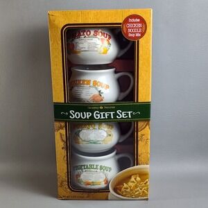 Caraway Naturals Vintage Retro Nostalgic Soup Bowls Box Mugs Gift Set No Soup